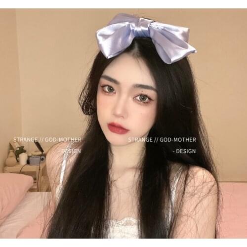 Oversized Red Bow Hairpin Womens Instagram Trend web celebrity Silk Satin Clamp Retro Hair Trim Top Hairpin