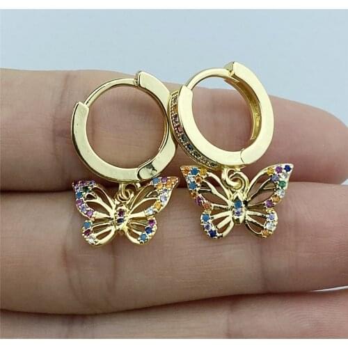 Fashion Gold Color Blue Evil Eye Hoop Earrings Top Quality AAA Zircon Eye Earrings for Women Korean Fashion Jewelry 2021