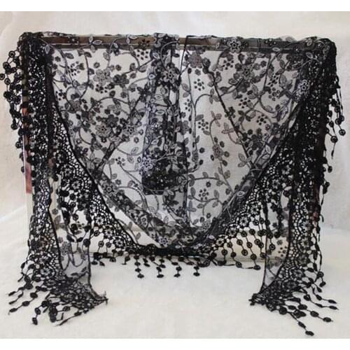 Lace Sheer Triangle Scarf Women Fashion Floral Print Neckerchief Shawl Ladies Elegant Neck Scarves Female Headband Soft Headwrap