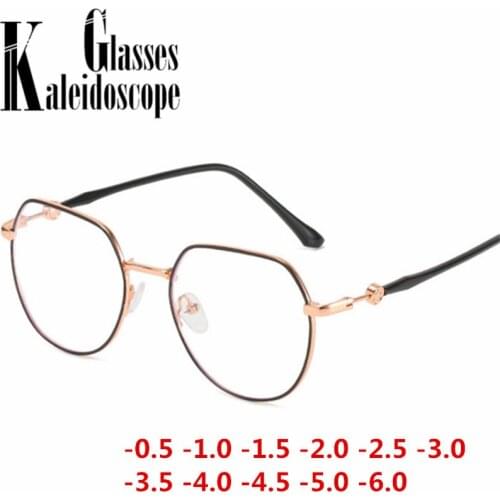 -0.5-1.0-1.5-2.0-2.5 to -6 Anti Blue Light Finished Myopia Glasses Women Men Metal Eyeglasses Prescription Shortsighted Eyewear