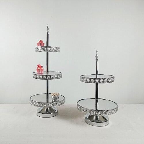 1pcs gold 2 &3 tiers Silver Wedding Cake Stand Set Round Birthday Party Dessert Metal Cupcake Pedestal Display Plate Home Decor