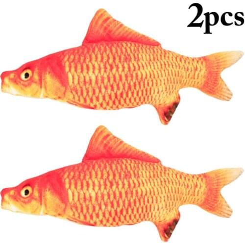 2PCS 3D Simulation Carp Plush Toys Fish Cat Toy Carp Realistic Plush Catnip Toy Cat Chew Toy Pet Bite Toy