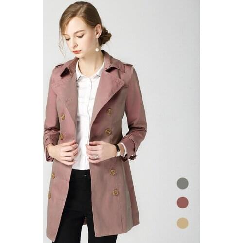 2018 winter Womens trench coat discolor mid long Double-breasted top quality Heritage womens clothing female elegant coat XXL