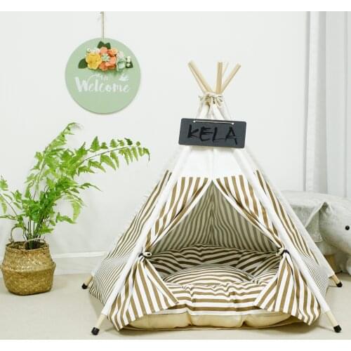2021 Pet Cat Dog Teepee with Cushion & Blackboard, Portable Dog Tents Kawaii Houses Mats For Puppy Bed Thick Mats Pet Supplies