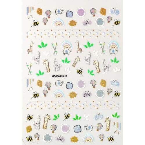 3 D Cute Elephant Koala Flower Fresh Red Book Design Nail Sticker Art Packaging