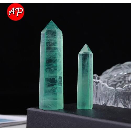 5-8cm Natural Quartz wand Green Fluorite Column Healing Stone Hexagonal Prisms Obelisk Wand DIY Gift 1PC