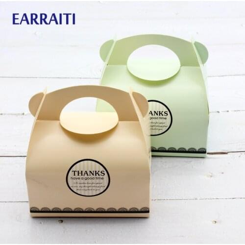 50PCS Muffin Gift Cake Boxes Packaging Wedding Birthday Home Party Favor Paper Box With Handle Mousse Baking Cookies Candy Green