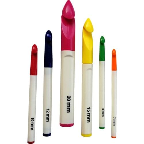 6Pcs/Set Plastic Crocheting Acrylic Crochet Hooks Needles 7.0mm, 8.0mm,10.0mm,12mm,15mm,20mm