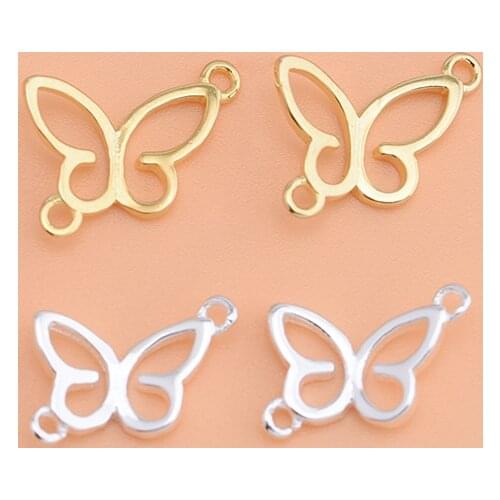 925 sterling silver Butterfly connection double circle accessories handmade diy jewelry bracelet necklace beaded material