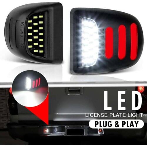 Mayitr 2pcs 12V Car Auto LED License Plate Light Red Day-time Running Tube Lamp Fit For Silverado Avalanche For GMC Sierra 1500