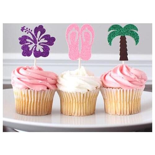 Glitter Hawaiian tropical wedding birthday cupcake toppers Anniversary engagement party decoration doughnut food toothpicks