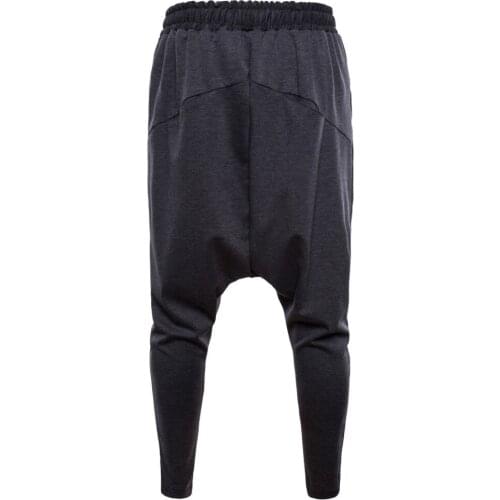 Fashion Elastic Waist Pants Mens Loose Harem Pants Feet Sweatpants Mens Trousers Bottoms XXL Dark grey Black Men Clothing