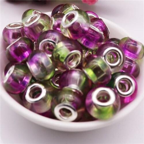 10 pcs New Big Hole Round Loose Spacer Bead Charms Large Hole European Spacer Beads For DIY Jewelry Making Fit Pandora Bracelet
