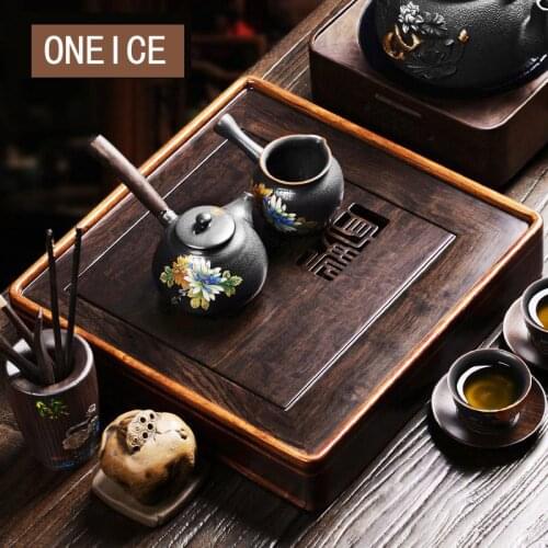 Solid Wood Tea Tray Storage And Drainage Dual-use Water Table Sea Rosewood Ebony