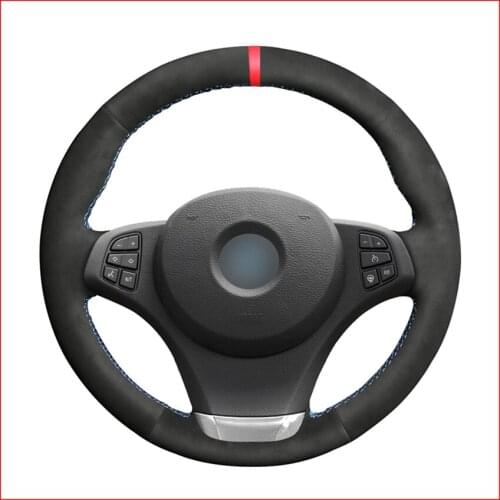 MEWANT Black Suede Steering Wheel Cover for BMW E83 X3 2003 2004 2005 2006 2007 2008 2009 2010 E53 X5 2004 2005 2006 Accessories