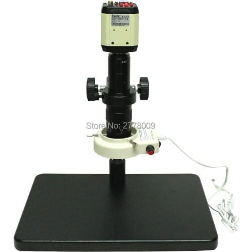 2.0MP HD Industrial Digital Microscope Camera VGA CVBS USB AV TV Outputs 180X 300X Optical C-Mount Lens LED Light Source