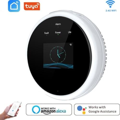 Tuya Wifi Digital LCD Display Detector Methane Biogas Leak Temperature Detector Sensor Home Automation Warning Alarm Detector