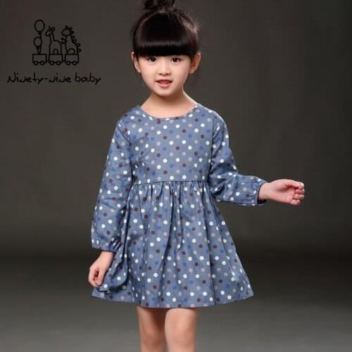 2019 Spring Girl Dress Cotton Long Sleeve Children Dresses Polka Dot Print Kids Dresses for Girls Fashion Baby Girls Clothing