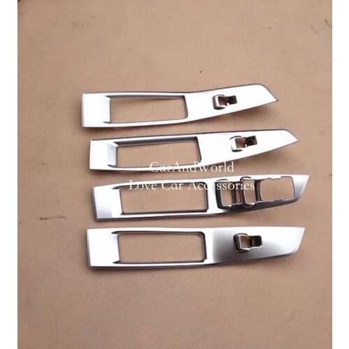 For Ford Escort 2015 2016 2017 Glass Switch Cover Trim Door Window Button Decoration Panel chrome Stickers Car-styling Accessory