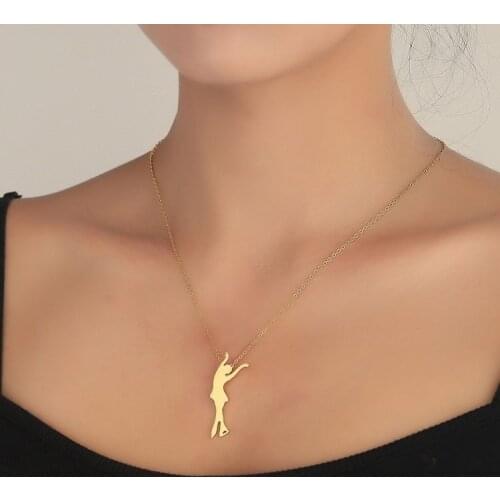 Elegant Female Figure Skater Necklaces for Girls Women Gymnast Pendant Dainty Jewelry Gift for Sport Fans