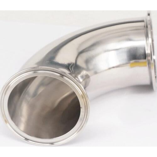 108mm O/D 304 Stainless Steel Sanitary Ferrule 90 Degree Elbow Pipe Fitting Tri Clamp