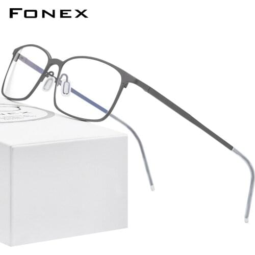 FONEX Pure Titanium Eye Glasses for Men Square Prescription Eyeglasses 2020 New Vintage Optical Frames Korean Eyewear Women 8551