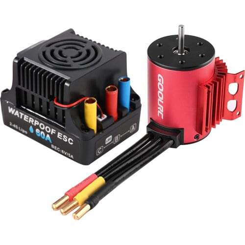 GOOLRC 3650 3900KV Brushless Motor with Heat Sink 60A Brushless ESC for 1/10 RC Car Crawler