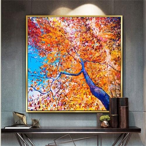 Skilled Artist Hand-painted Graffiti Flower Tree Oil Painting on Canvas vertical modern multi clolor tree landscape Oil picture