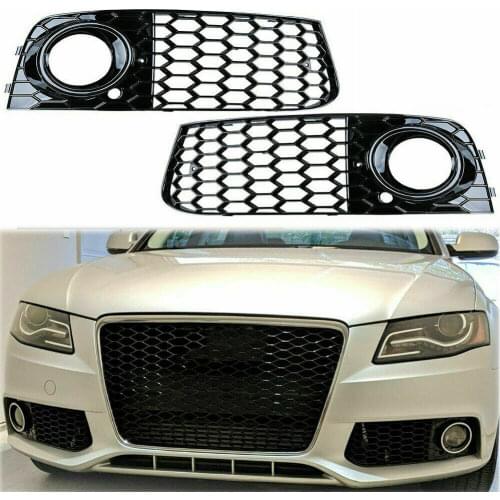 JanDeNing 2pcs ABS Front Lower Bumper Fog Light Grill Cover Grille Trim For AUDI A4 B8 2009-2012