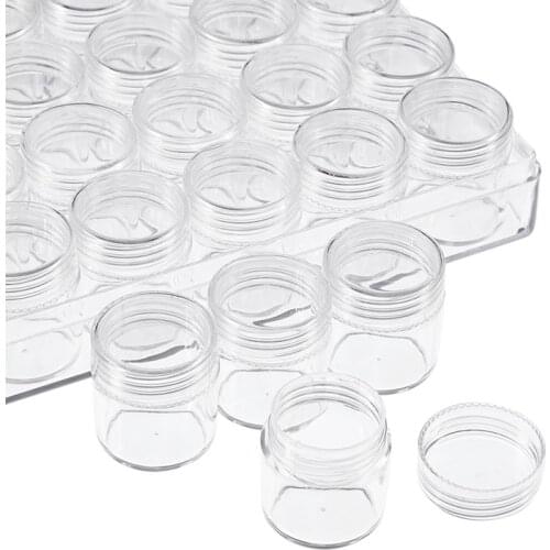 30 bottles/box Clear Plastic Beads Storage Containers Jars for Jewelry Packaging Rhinestone Nail Beads Storage bottle: 26x29mm
