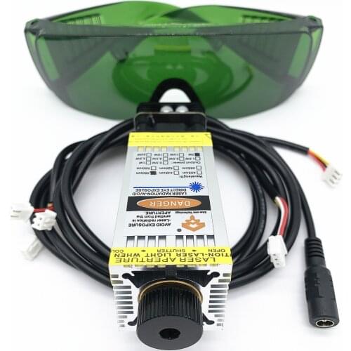 Cnc7W laser head, actual power. , Blue laser module, can engrave stainless steel, high transmittance, with PWM TTL