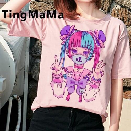 Japanese Anime Harajuku E-girls Punk clothes summer top female casual graphic tees women vintage clothes t shirt harajuku
