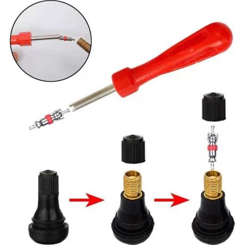 Multi-function Valve Core Remover Wrench Plastic Handle Iron Plated Wrench Core Car Bike Bicycle Motorcycle Tire Repair Tools