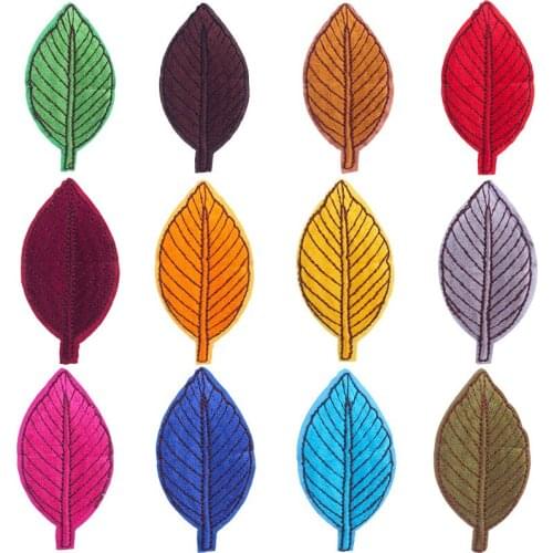 Cartoon Leaves Embroidery Patches Iron on Colorful Single Leaf Appliques for Clothes Home Textiles Fabric Hole Patches Wholesale