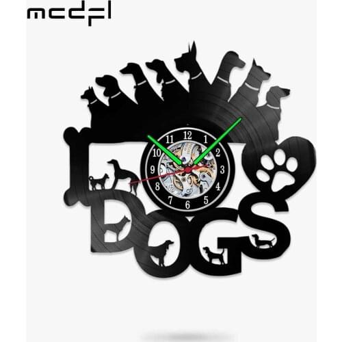 MCDFL Doberman Rottweiler Clock Wall Modern Watch Dogs Clocks for Living Room CD Decor Korean Decoration Salon Geek Watches Home