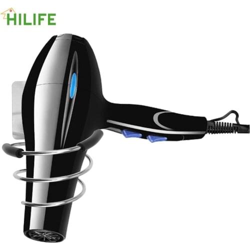 Spiral Wall Mounted Hair Dryer Storage Organizer Rack Holder Hairdryer Holder Bathroom Accessories Punch-free Stainless Steel