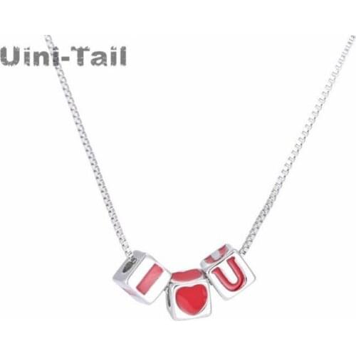 Uini-Tail new hot 925 sterling silver Korean fashion magic box I heart YOU necklace wild fashion high quality jewelry GN561
