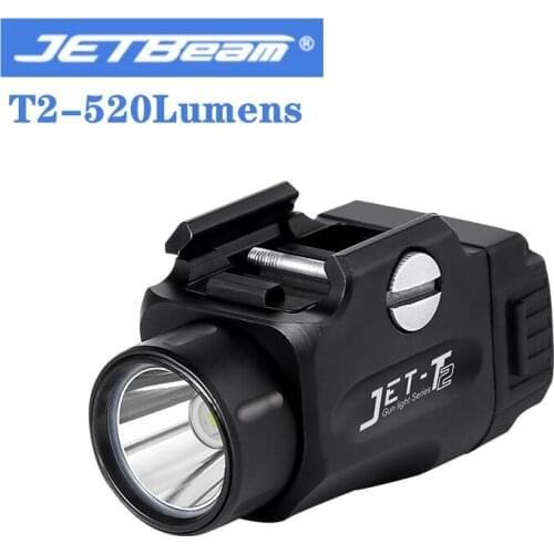 Original JETBeam T2 LED Flashlight USB Charge 520 LM Compact and Lightweight Tactical Pistol Light with 16340 Battery