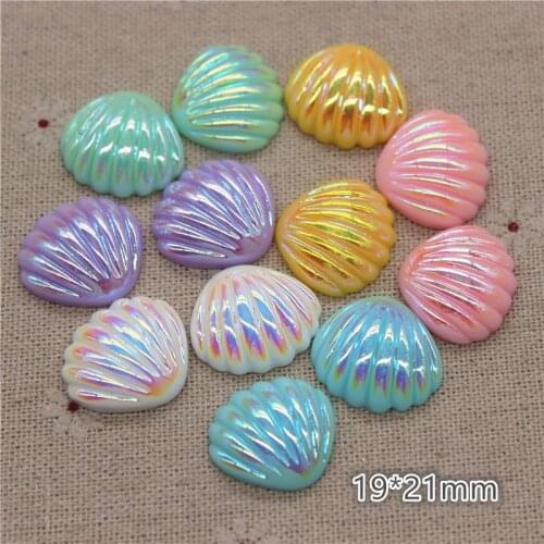 20pcs 19*21mm Shiny AB Resin Seashell Flat back Cabochon DIY Jewelry/Craft Scrapbooking
