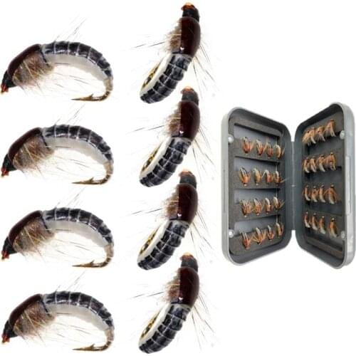 16-24Pcs Realistic Nymph Scud Fly #12 For Trout Fishing Artificial Insect Bait