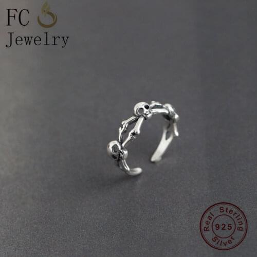 925 Silver Adjustable Punk Steam Skull Finger Chain Rings For Women Infinity Love Engagement Weddings Rock Wholesale Joyas 2020