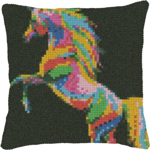 Animal Horse DIY Latch Hook Rug Kit 3D Segment Embroidery Pillow Wool Cross Stitch Carpet Set Crafts