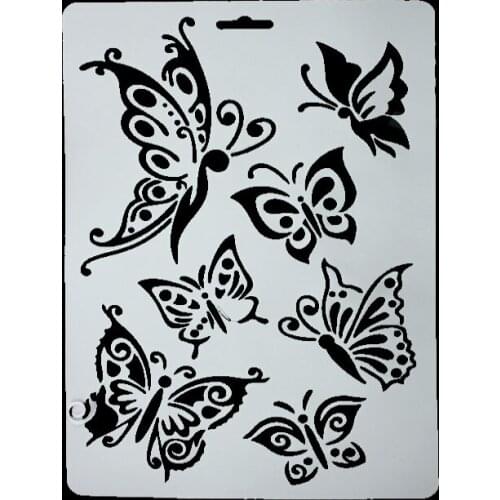 DIY Scrapbooking Butterfly Template Baking Kitchen Decorating Cake Stencil Spray Flower Buds Vine Template Embossing Folders