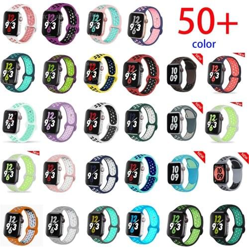 Silicone Strap For Apple Watch band 44mm 40mm 38mm 42mm Breathable wristband bracelet iWatch correa for apple watch 6 SE 5 4 3