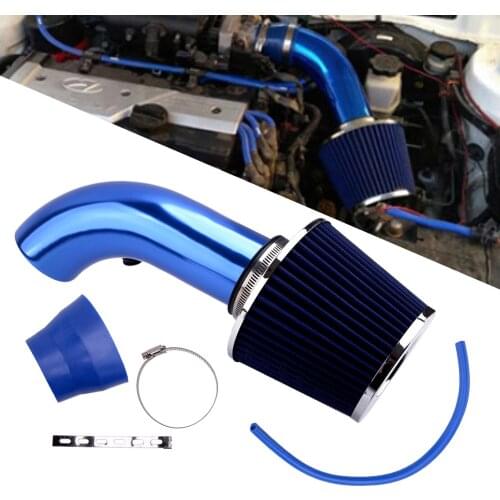 Blue Universal Car High Flow 76mm 3 Inch Cold Air Intake Induction Pipe Hose System Kit with Air Filter