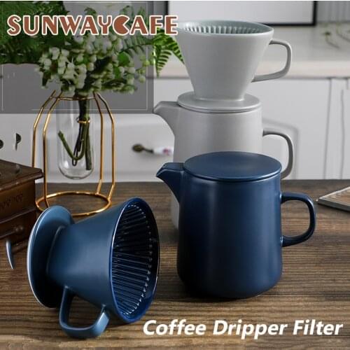 V60 Ceramic Reusable Hand-Driving Coffee Brewing Filter Maker 1-4CUP Coffee Dripper Filter Coffee Pot Set Kitchen Accessories