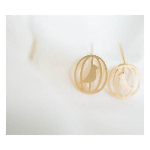 WJZB Fashion animal birdcage stud post earring