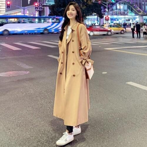 2021 Spring Trench Coat Women Double Breasted Long Lapel Coat With Belt Korean Style Office Lady Windbreaker Mujer Chaqueta