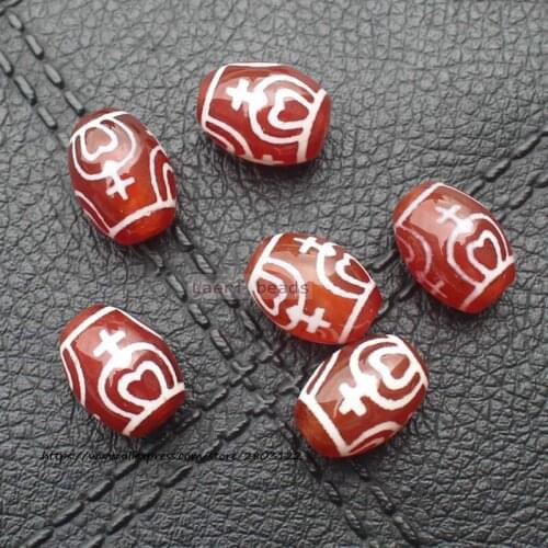 1Piece, 10x14mm Natural Tibet Dzi Red Agate beads ,many pattern ,For DIYJewelry making! Mixed wholesale for all items