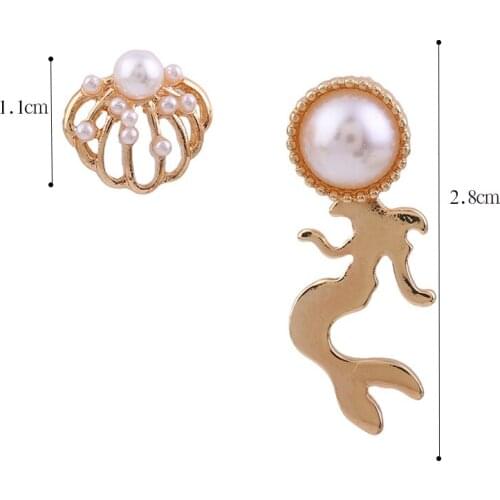 10 pair/lot fashion women jewelry accessories metal pearl shell mermaid earrings